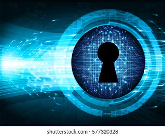 Safety concept, Closed Padlock on digital, cyber security, Blue abstract hi speed internet technology background illustration. key vector