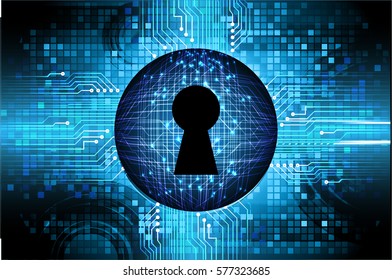 Safety concept, Closed Padlock on digital, cyber security, Blue abstract hi speed internet technology background illustration. key vector