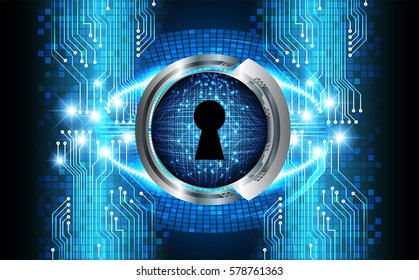 Safety concept, Closed Padlock on digital, cyber security, Blue abstract hi speed internet technology background illustration. key vector