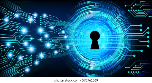 Safety concept, Closed Padlock on digital, cyber security, Blue abstract hi speed internet technology background illustration. key vector