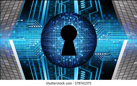 Safety concept, Closed Padlock on digital, cyber security, Blue abstract hi speed internet technology background illustration. key vector