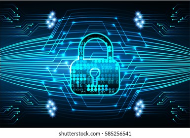 Safety concept, Closed Padlock on digital, cyber security, Blue abstract hi speed internet technology background illustration. key vector