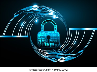 Safety concept, Closed Padlock on digital, security, Blue abstract hi speed internet technology background illustration. key vector. 