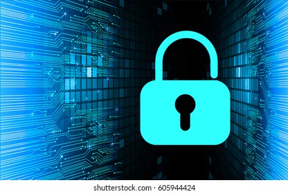 Safety concept, Closed Padlock on digital, cyber security