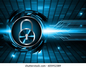 Safety concept, Closed Padlock on digital, cyber security