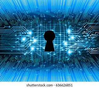 Safety concept, Closed Padlock on digital background, cyber security, Blue abstract hi speed internet technology background illustration. key