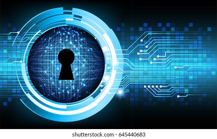 Safety concept, Closed Padlock on digital, cyber security, Blue abstract hi speed internet technology background illustration. key