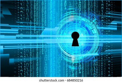 Safety concept, Closed Padlock on digital, cyber security, Blue abstract hi speed internet technology background illustration. key vector