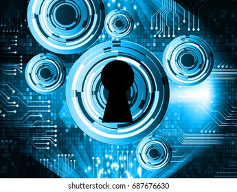Safety concept, Closed Padlock on digital, cyber security, Blue abstract hi speed internet technology background illustration. key vector