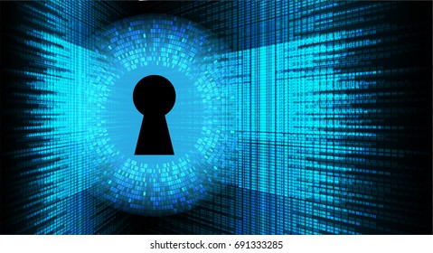 Safety concept, Closed Padlock on digital, cyber security, Blue abstract hi speed internet technology background illustration. key, sci fi vector