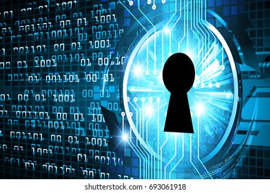 Safety concept, Closed Padlock on digital, cyber security, blue abstract hi speed internet technology background illustration. key, sci fi vector