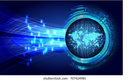 Safety concept, Closed Padlock on digital, cyber security, blue abstract hi speed internet technology background illustration. key, sci fi world