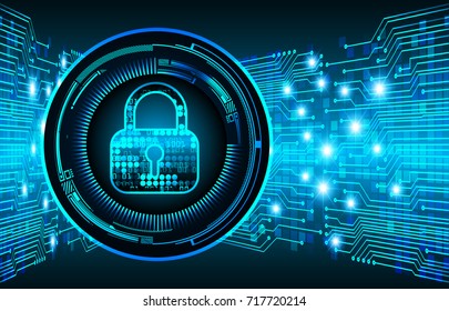 Safety concept, Closed Padlock on digital, cyber security, blue abstract hi speed internet technology background illustration. key, secure sci fi vector