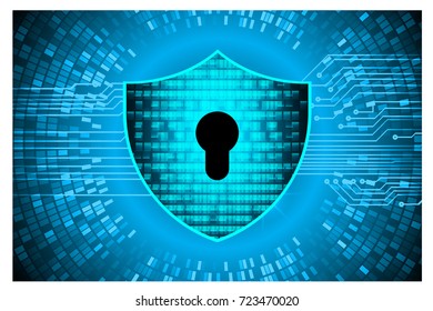 Safety concept, Closed Padlock on digital, cyber security, blue abstract hi speed internet technology background illustration. key, secure sci fi vector