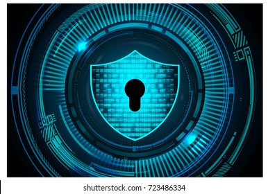 Safety concept, Closed Padlock on digital, cyber security, blue abstract hi speed internet technology background illustration. key, secure sci fi vector