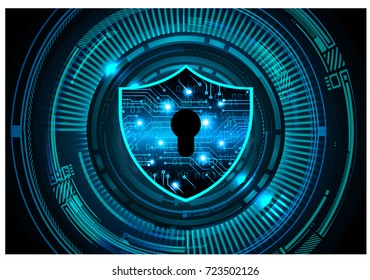 Safety concept, Closed Padlock on digital, cyber security, blue abstract hi speed internet technology background illustration. key, secure sci fi vector