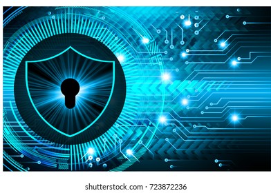 Safety concept, Closed Padlock on digital, cyber security, blue abstract hi speed internet technology background illustration. key, secure sci fi vector
