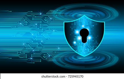 Safety concept, Closed Padlock on digital, cyber security, blue abstract hi speed internet technology background illustration. key, secure sci fi vector