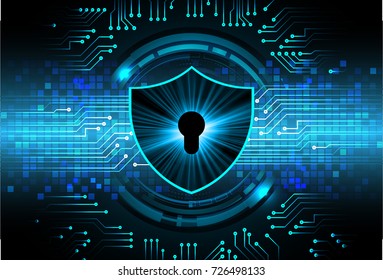 Safety concept, Closed Padlock on digital, cyber security, blue abstract hi speed internet technology background illustration. key, secure sci fi vector