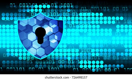 Safety concept, Closed Padlock on digital, cyber security, blue abstract hi speed internet technology background illustration. key, secure sci fi vector