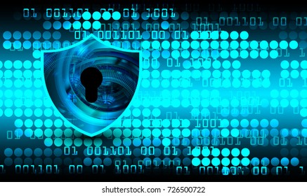 Safety concept, Closed Padlock on digital, cyber security, blue abstract hi speed internet technology background illustration. key, secure sci fi vector