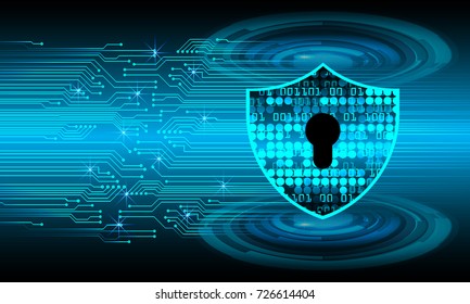 Safety concept, Closed Padlock on digital, cyber security, blue abstract hi speed internet technology background illustration. key, secure sci fi vector