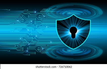 Safety concept, Closed Padlock on digital, cyber security, blue abstract hi speed internet technology background illustration. key, secure sci fi vector