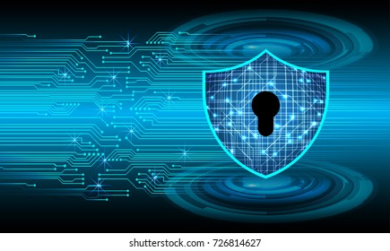 Safety concept, Closed Padlock on digital, cyber security, blue abstract hi speed internet technology background illustration. key, secure sci fi vector