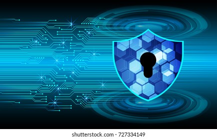 Safety concept, Closed Padlock on digital, cyber security, blue abstract hi speed internet technology background illustration. key, secure sci fi vector