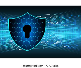 Safety concept, Closed Padlock on digital, cyber security, blue abstract hi speed internet technology background illustration. key, secure sci fi vector