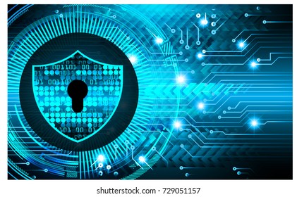 Safety concept, Closed Padlock on digital, cyber security, blue abstract hi speed internet technology background illustration. key, secure sci fi vector