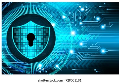Safety concept, Closed Padlock on digital, cyber security, blue abstract hi speed internet technology background illustration. key, secure sci fi vector