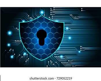 Safety concept, Closed Padlock on digital, cyber security, blue abstract hi speed internet technology background illustration. key, secure sci fi vector