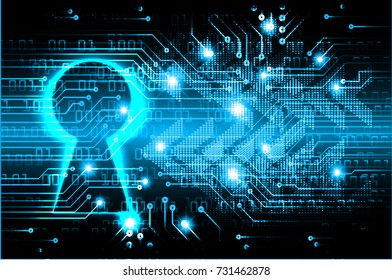 Safety concept, Closed Padlock on digital, cyber security, blue abstract hi speed internet technology background illustration. key, secure sci fi vector
