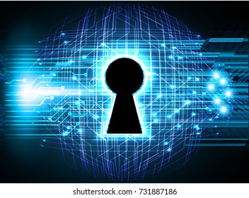 Safety concept, Closed Padlock on digital, cyber security, blue abstract hi speed internet technology background illustration. key, secure sci fi vector