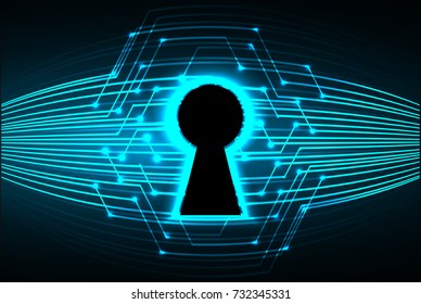 Safety concept, Closed Padlock on digital, cyber security, blue abstract hi speed internet technology background illustration. key, secure sci fi vector