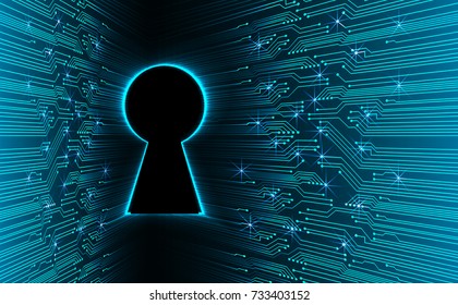 Safety concept, Closed Padlock on digital, cyber security, blue abstract hi speed internet technology background illustration. key, secure sci fi vector