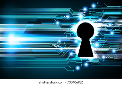 Safety concept, Closed Padlock on digital, cyber security, blue abstract hi speed internet technology background illustration. key, secure sci fi vector