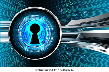 Safety concept, Closed Padlock on digital, cyber security, blue abstract hi speed internet technology background illustration. key, secure sci fi vector