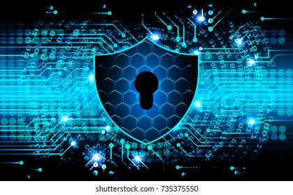 Safety concept, Closed Padlock on digital, cyber security, blue abstract hi speed internet technology background illustration. key, secure sci fi vector