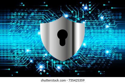 Safety concept, Closed Padlock on digital, cyber security, blue abstract hi speed internet technology background illustration. key, secure sci fi vector