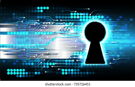 Safety concept, Closed Padlock on digital, cyber security, blue abstract hi speed internet technology background illustration. key, secure sci fi vector