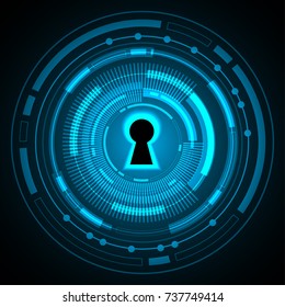 Safety concept, Closed Padlock on digital, cyber security, blue abstract hi speed internet technology background illustration. key, secure sci fi vector