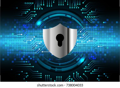 Safety concept, Closed Padlock on digital, cyber security, blue abstract hi speed internet technology background illustration. key, secure sci fi vector