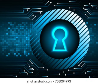Safety concept, Closed Padlock on digital, cyber security, blue abstract hi speed internet technology background illustration. key, secure sci fi vector