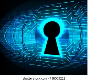 Safety concept, Closed Padlock on digital, cyber security, blue abstract hi speed internet technology background illustration. key, secure sci fi vector