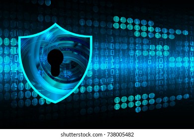 Safety concept, Closed Padlock on digital, cyber security, blue abstract hi speed internet technology background illustration. key, secure sci fi vector