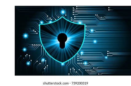 Safety concept, Closed Padlock on digital, cyber security, blue abstract hi speed internet technology background illustration. key, secure sci fi vector
