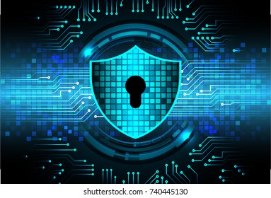 Safety concept, Closed Padlock on digital, cyber security, blue abstract hi speed internet technology background illustration. key, secure sci fi vector
