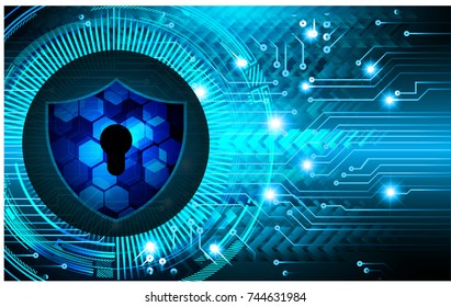 Safety concept, Closed Padlock on digital, cyber security, blue abstract hi speed internet technology background illustration. key, secure sci fi vector